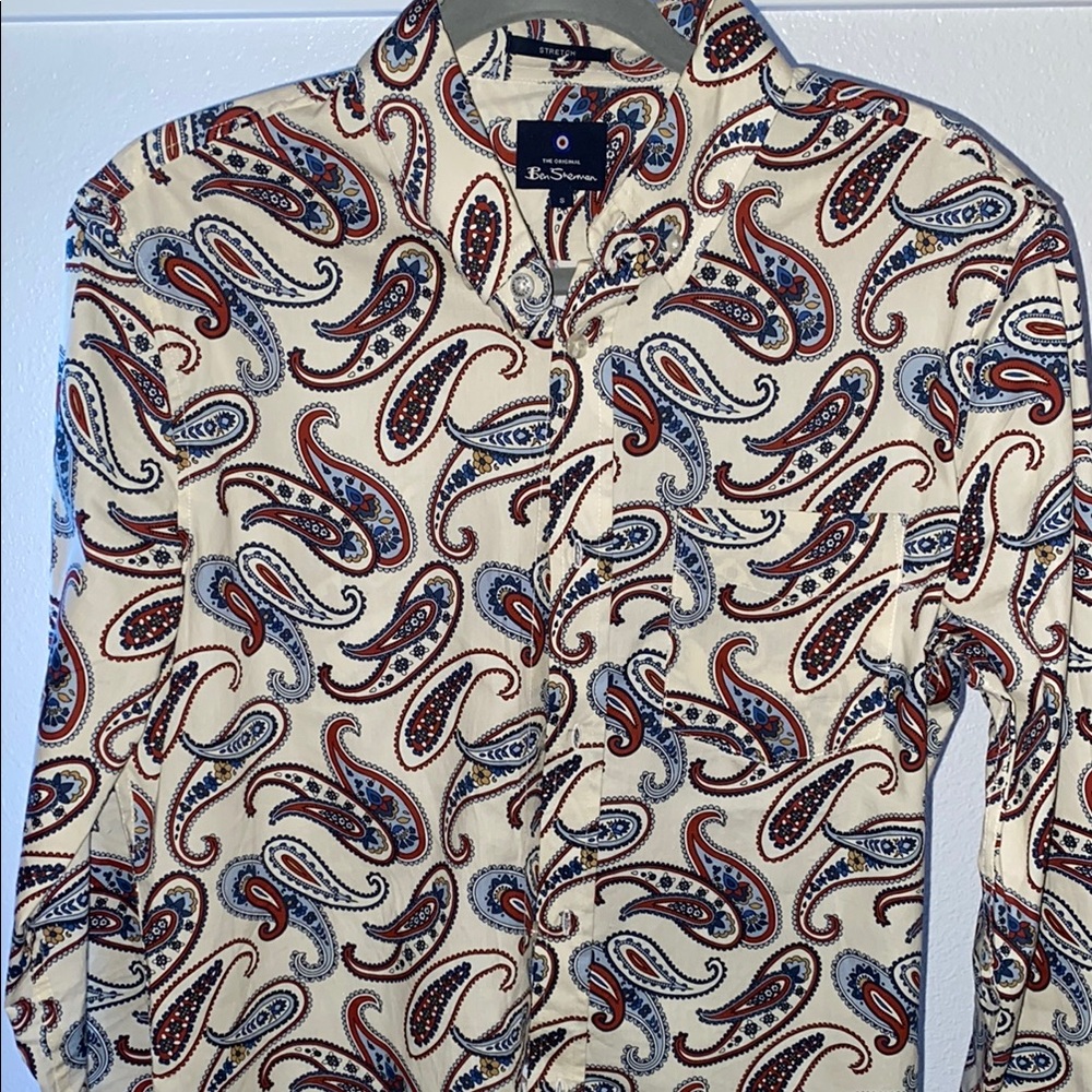 Ben Sherman Cream and Red Casual Button Down Shirt